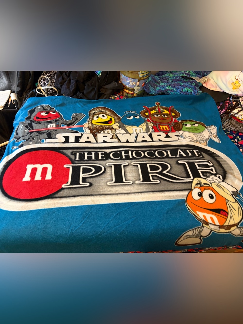 Star Wars x M&M's The Chocolate Spirit Blue Graphic Blanket Flannel throw